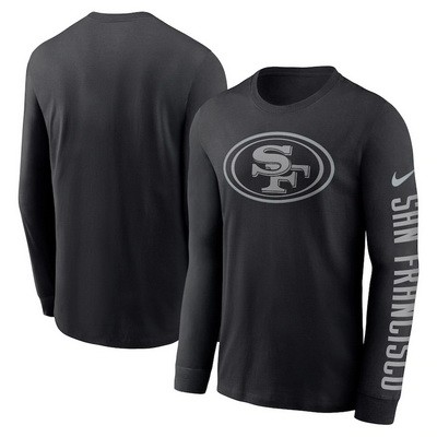 Men's San Francisco 49ers Black RFLCTV Long Sleeve T Shirt