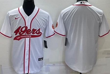 Men's San Francisco 49ers Blank White Baseball Jersey