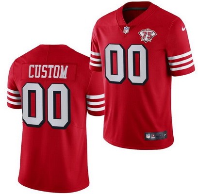 Men's San Francisco 49ers Customized Limited Red 75th Anniversary Alternate Vapor Jersey