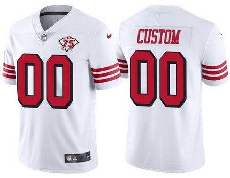 Men's San Francisco 49ers Customized Limited White 75th Anniversary Alternate Vapor Jersey