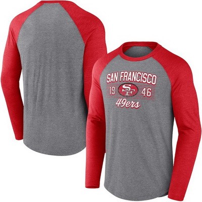 Men's San Francisco 49ers Gray 1946 Tri Blend Raglan Athletic Long Sleeve T Shirt