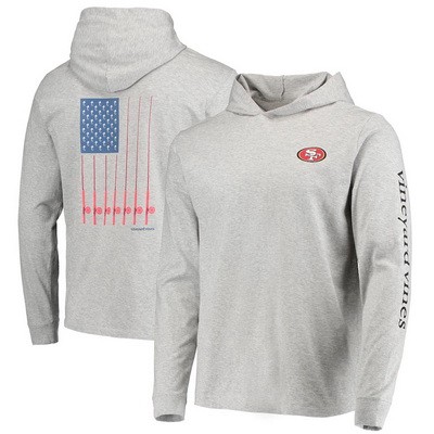 Men's San Francisco 49ers Gray Vineyard Vines Hoodie Long Sleeve T Shirt