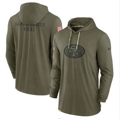 Men's San Francisco 49ers Olive 2022 Salute to Service Tonal Pullover Hoodie