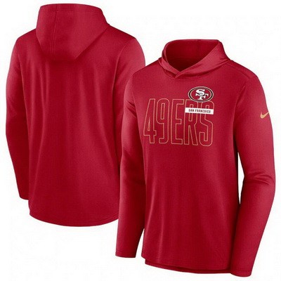 Men's San Francisco 49ers Red Lightweight Performance Hooded Long Sleeve T Shirt