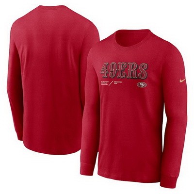 Men's San Francisco 49ers Red Sideline Infograph Lock Up Performance Long Sleeve T Shirt