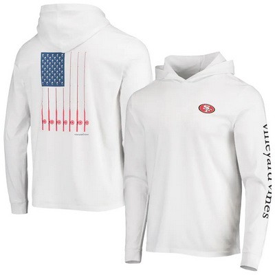 Men's San Francisco 49ers White Vineyard Vines Hoodie Long Sleeve T Shirt