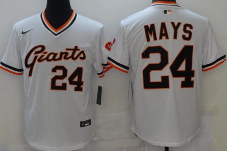 Men's San Francisco Giants #24 Willie Mays White Throwback Cool Base Jersey