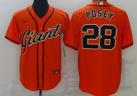 Men's San Francisco Giants #28 Buster Posey Orange Cool Base Jersey