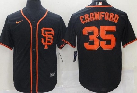 Men's San Francisco Giants #35 Brandon Crawford Black Cool Base Jersey