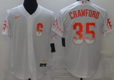 Men's San Francisco Giants #35 Brandon Crawford White 2021 City Cool Base Jersey