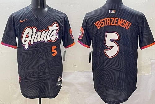 Men's San Francisco Giants #5 Mike Yastrzemski Black 2025 City Connect Limited Jersey