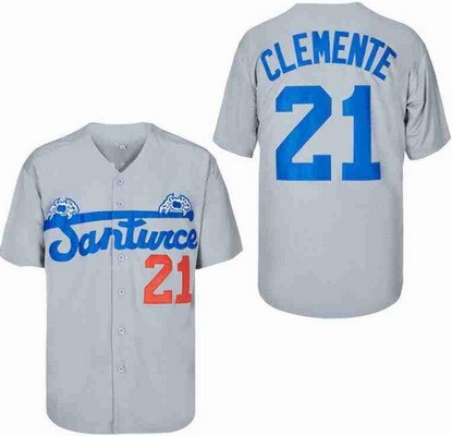 Men's Santurce Crabbers #21 Roberto Clemente Gray Baseball Jersey