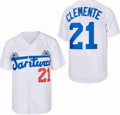 Men's Santurce Crabbers #21 Roberto Clemente White Baseball Jersey