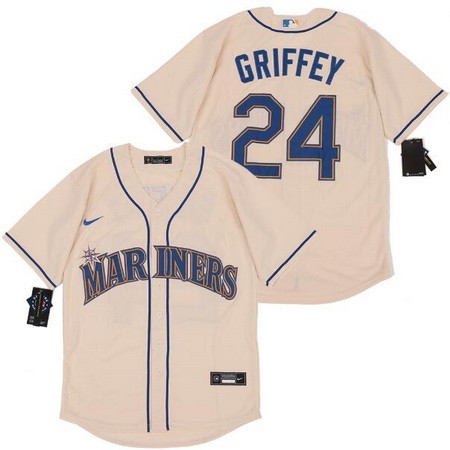 Men's Seattle Mariners #24 Ken Griffey Cream 2020 Cool Base Jersey