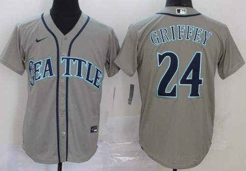 Men's Seattle Mariners #24 Ken Griffey Gray 2020 Cool Base Jersey