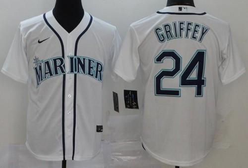 Men's Seattle Mariners #24 Ken Griffey White 2020 Cool Base Jersey