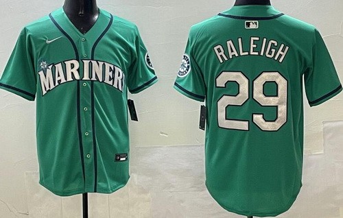 Men's Seattle Mariners #29 Cal Raleigh Green Limited Jersey