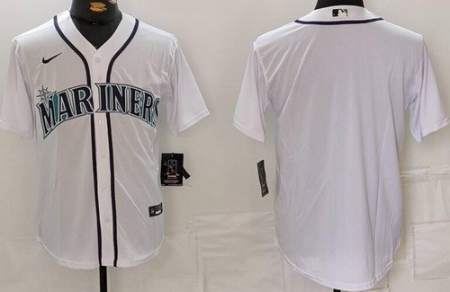 Men's Seattle Mariners Blank White Cool Base Jersey