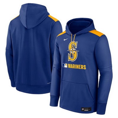 Men's Seattle Mariners Blue Authentic Collection Performance Pullover Hoodie