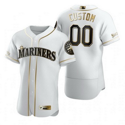Men's Seattle Mariners Customized White Gold 2020 FlexBase Jersey