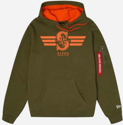 Men's Seattle Mariners Green Alpha Industries Pullover Hoodie