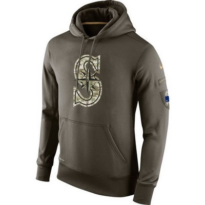 Men's Seattle Mariners Green Salute To Service Printed Pullover Hoodie