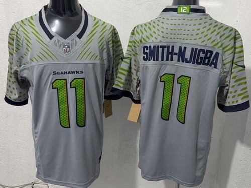 Men's Seattle Seahawks #11 Jaxon Smith Njigba Limited Gray Rivalries FUSE Vapor Jersey
