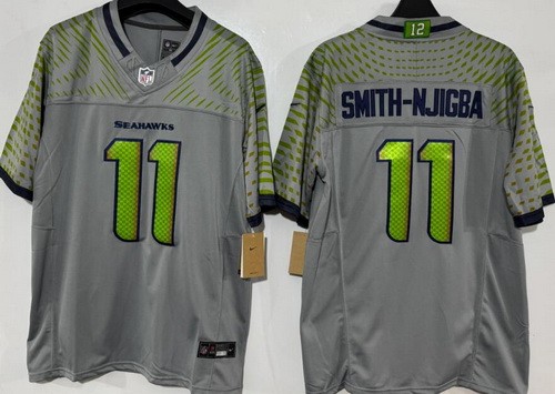 Men's Seattle Seahawks #11 Jaxon Smith Njigba Limited Gray Rivalries Vapor Jersey