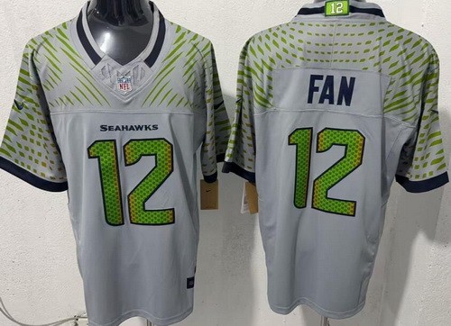 Men's Seattle Seahawks #12 Fan Limited Gray Rivalries FUSE Vapor Jersey