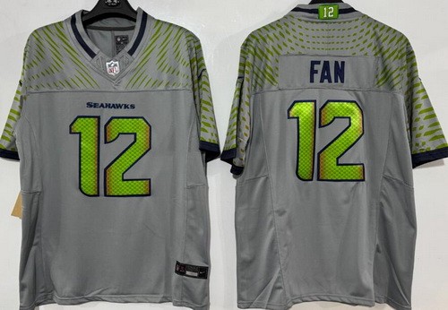 Men's Seattle Seahawks #12 Fan Limited Gray Rivalries Vapor Jersey