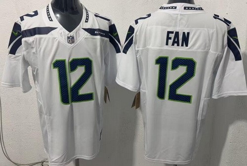 Men's Seattle Seahawks #12 Fan Limited White FUSE Vapor Jersey