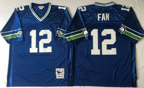 Men's Seattle Seahawks #12 Fan Navy Throwback Jersey