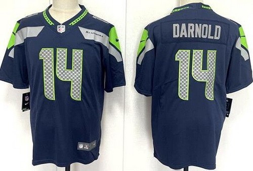 Men's Seattle Seahawks #14 Sam Darnold Limited Navy Vapor Jersey
