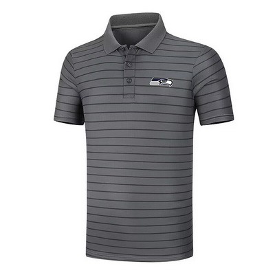 Men's Seattle Seahawks Anthracite Collection Striped Performance Pique Polo