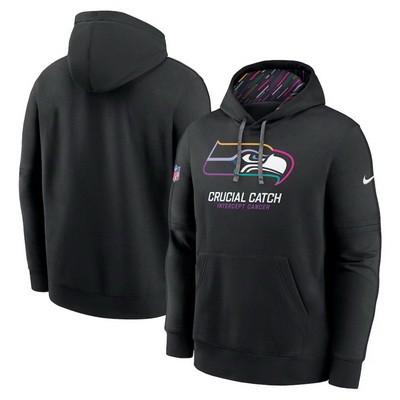 Men's Seattle Seahawks Black 2024 Crucial Catch Club Pullover Hoodie