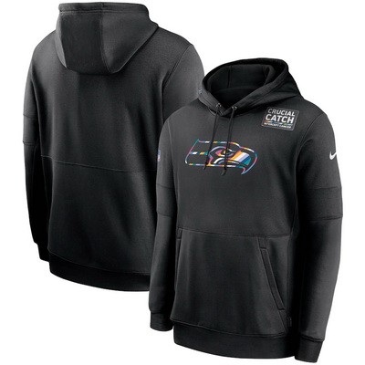 Men's Seattle Seahawks Black Crucial Catch Sideline Performance Pullover Hoodie