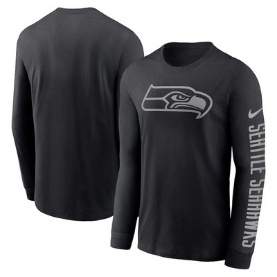 Men's Seattle Seahawks Black RFLCTV Long Sleeve T Shirt