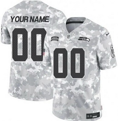 Men's Seattle Seahawks Customized Limited Arctic Camo 2024 Salute to Service Jersey
