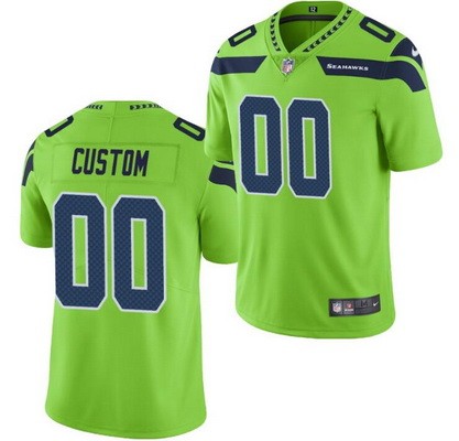 Men's Seattle Seahawks Customized Limited Green Rush Color Jersey