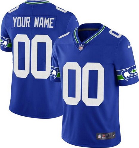 Men's Seattle Seahawks Customized Limited Steel Blue Throwback FUSE Vapor Jersey