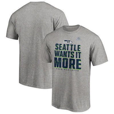 Men's Seattle Seahawks Gray 2020 NFL Playoffs Bound Shift T Shirt