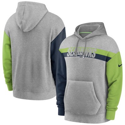 Men's Seattle Seahawks Gray Heathered Heritage Tri Blend Pullover Hoodie