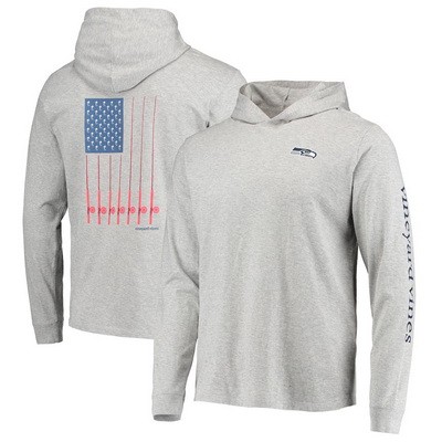 Men's Seattle Seahawks Gray Vineyard Vines Hoodie Long Sleeve T Shirt