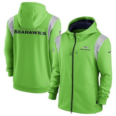 Men's Seattle Seahawks Green Gray Performance Sideline Lockup Full Zip Hoodie