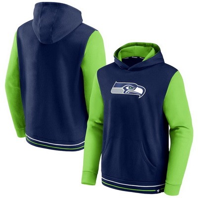Men's Seattle Seahawks Navy Green Block Party Pullover Hoodie