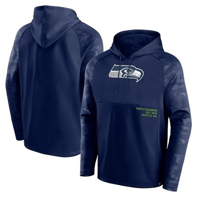 Men's Seattle Seahawks Navy Shade Defender Raglan Pullover Hoodie