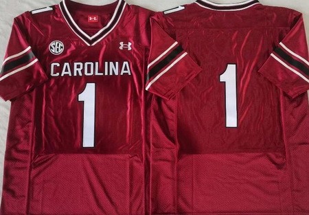 Men's South Carolina Gamecocks #1 Red College Football Jersey