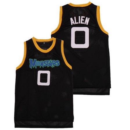 Men's Space Jam #0 Alien Monstars Black Basketball Jersey