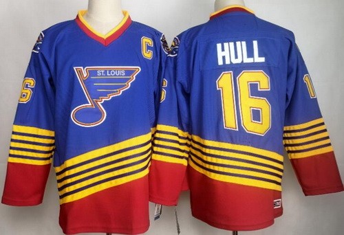 Men's St Louis Blues #16 Brett Hull Blue Retro Jersey