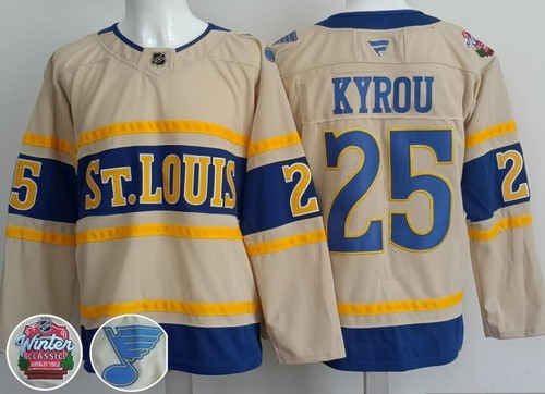 Men's St Louis Blues #25 Jordan Kyrou Cream 2025 Winter Classic Authentic Jersey